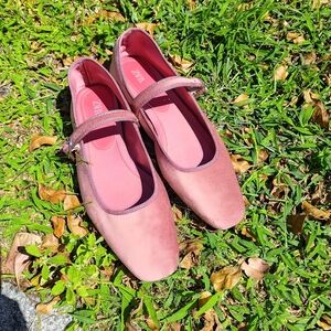 Zara Velvet Dusty Rose Pink 🩷 Mary Jane Ballet  Flats EUR 40 GUC